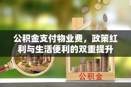 屯昌公积金支付物业费，政策红利与生活便利的双重提升